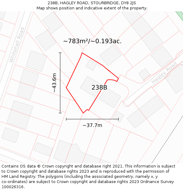 238B, HAGLEY ROAD, STOURBRIDGE, DY8 2JS: Plot and title map
