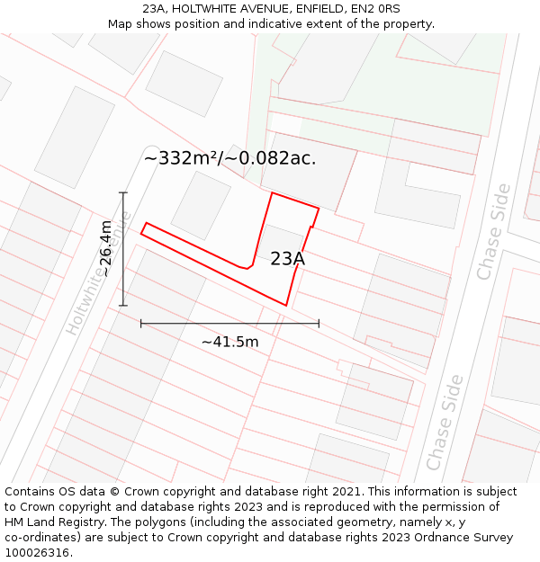 23A, HOLTWHITE AVENUE, ENFIELD, EN2 0RS: Plot and title map