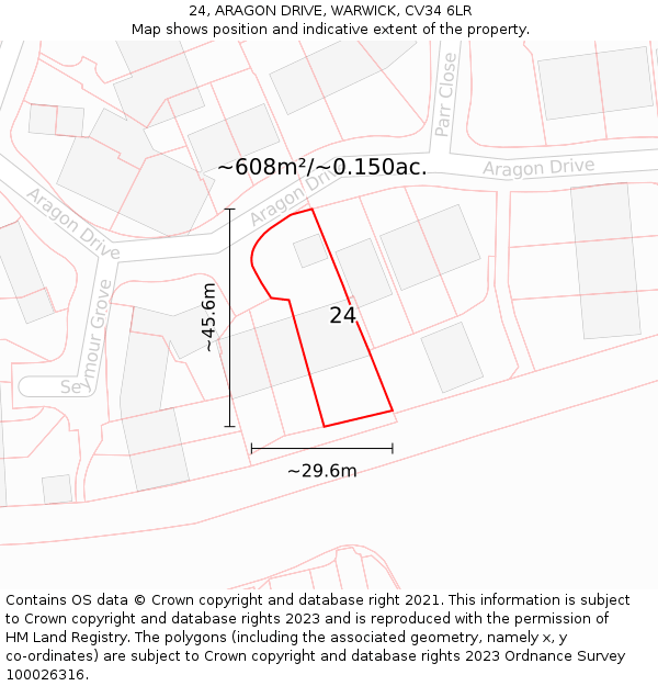 24, ARAGON DRIVE, WARWICK, CV34 6LR: Plot and title map