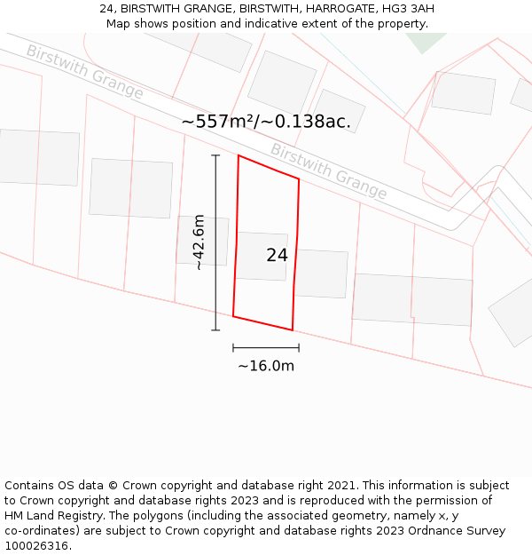 24, BIRSTWITH GRANGE, BIRSTWITH, HARROGATE, HG3 3AH: Plot and title map