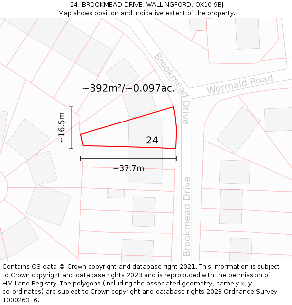 24, BROOKMEAD DRIVE, WALLINGFORD, OX10 9BJ: Plot and title map