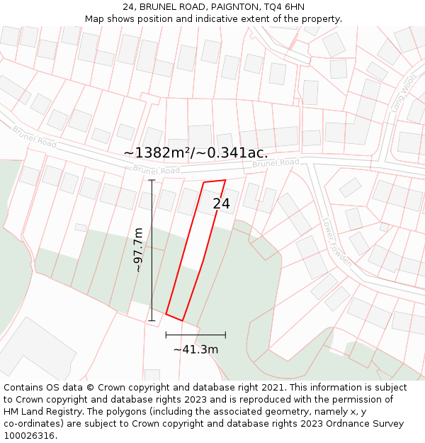 24, BRUNEL ROAD, PAIGNTON, TQ4 6HN: Plot and title map
