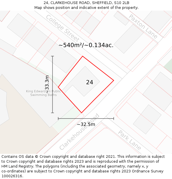 24, CLARKEHOUSE ROAD, SHEFFIELD, S10 2LB: Plot and title map