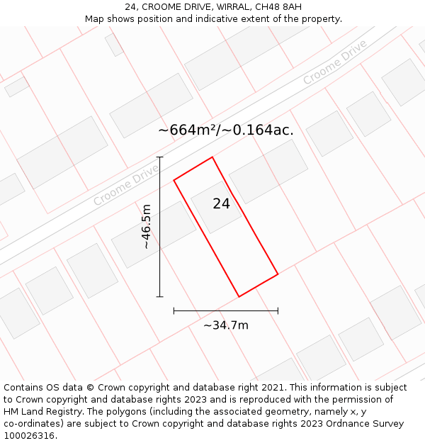 24, CROOME DRIVE, WIRRAL, CH48 8AH: Plot and title map