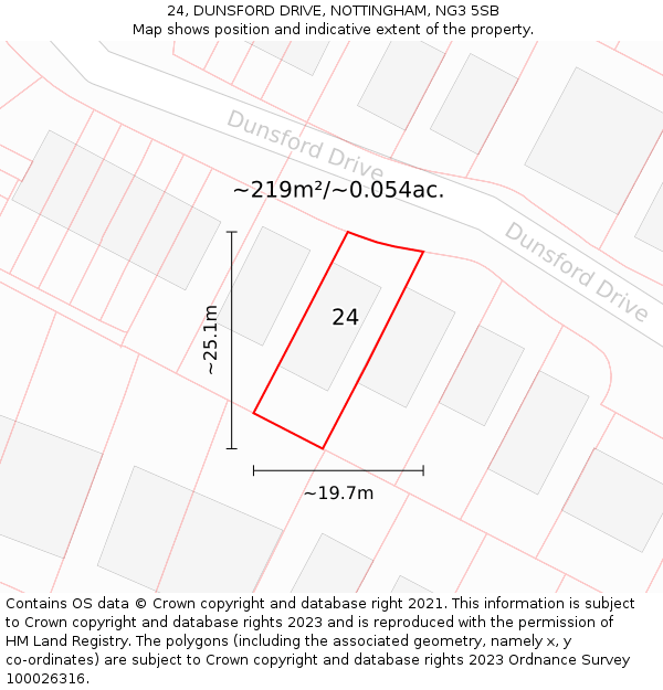 24, DUNSFORD DRIVE, NOTTINGHAM, NG3 5SB: Plot and title map