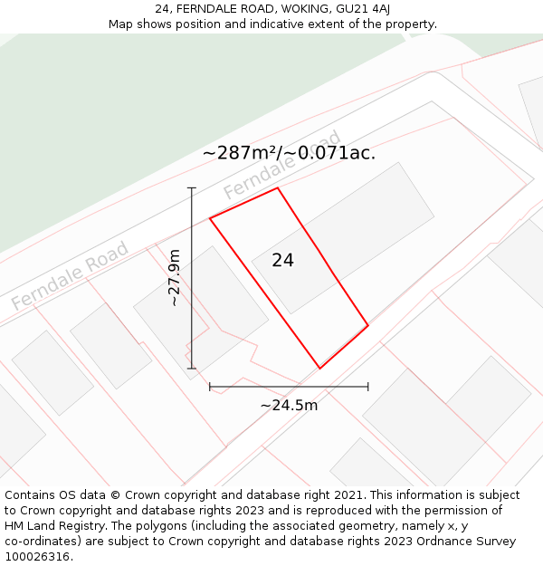 24, FERNDALE ROAD, WOKING, GU21 4AJ: Plot and title map