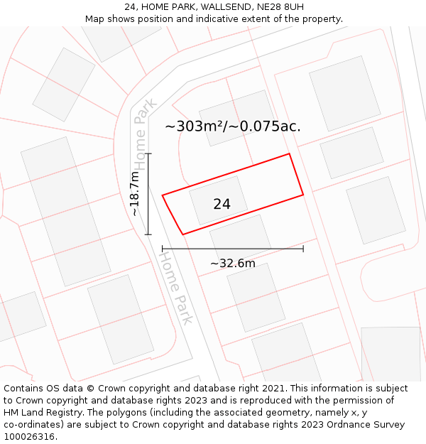 24, HOME PARK, WALLSEND, NE28 8UH: Plot and title map