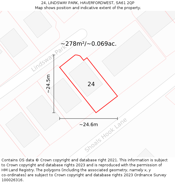 24, LINDSWAY PARK, HAVERFORDWEST, SA61 2QP: Plot and title map