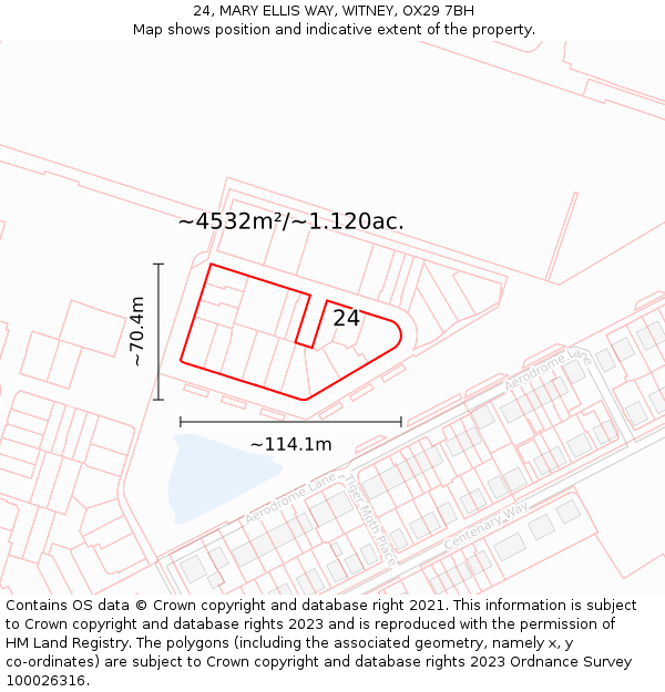 24, MARY ELLIS WAY, WITNEY, OX29 7BH: Plot and title map