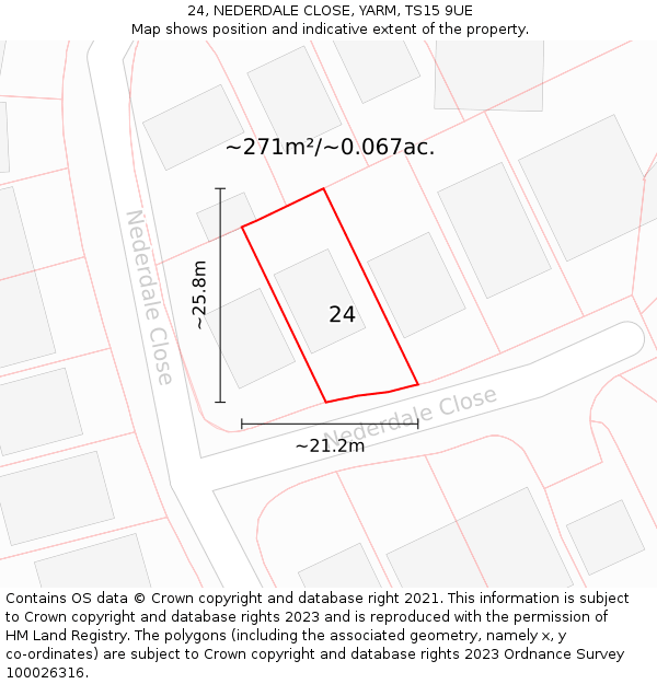 24, NEDERDALE CLOSE, YARM, TS15 9UE: Plot and title map