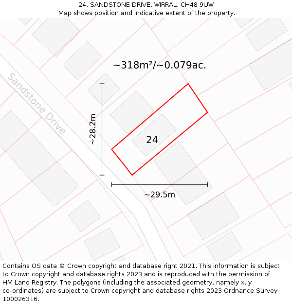 24, SANDSTONE DRIVE, WIRRAL, CH48 9UW: Plot and title map