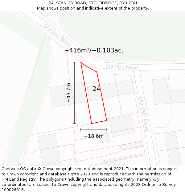24, STANLEY ROAD, STOURBRIDGE, DY8 2DN: Plot and title map