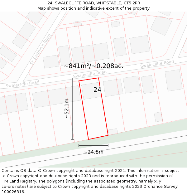 24, SWALECLIFFE ROAD, WHITSTABLE, CT5 2PR: Plot and title map