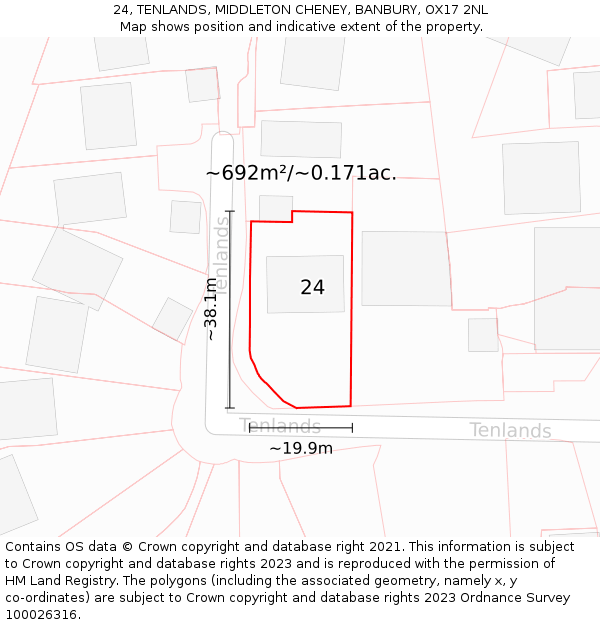 24, TENLANDS, MIDDLETON CHENEY, BANBURY, OX17 2NL: Plot and title map