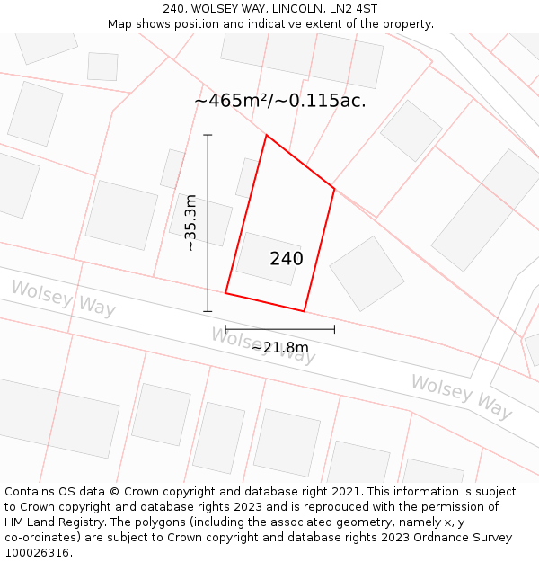 240, WOLSEY WAY, LINCOLN, LN2 4ST: Plot and title map