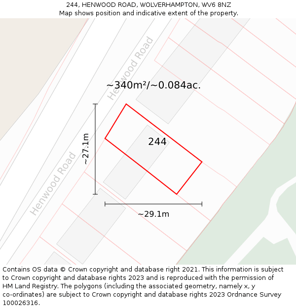 244, HENWOOD ROAD, WOLVERHAMPTON, WV6 8NZ: Plot and title map