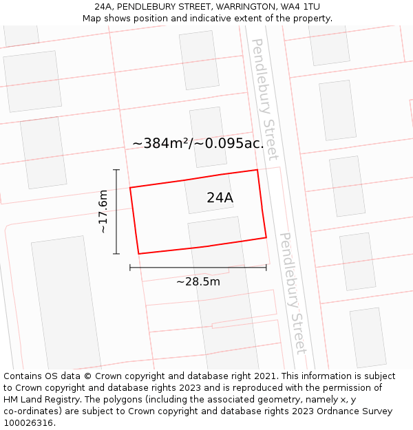 24A, PENDLEBURY STREET, WARRINGTON, WA4 1TU: Plot and title map