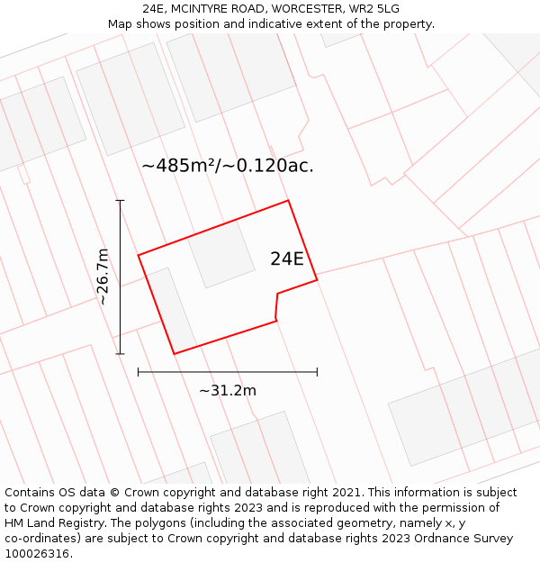 24E, MCINTYRE ROAD, WORCESTER, WR2 5LG: Plot and title map