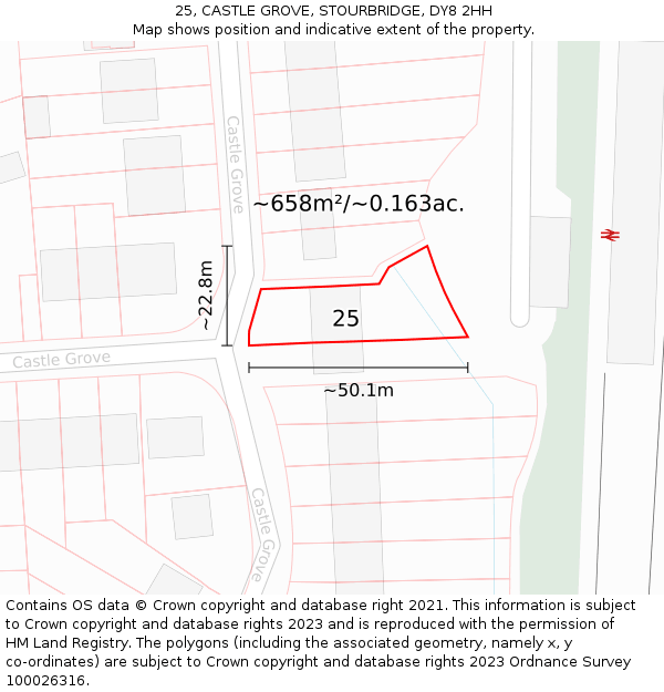25, CASTLE GROVE, STOURBRIDGE, DY8 2HH: Plot and title map