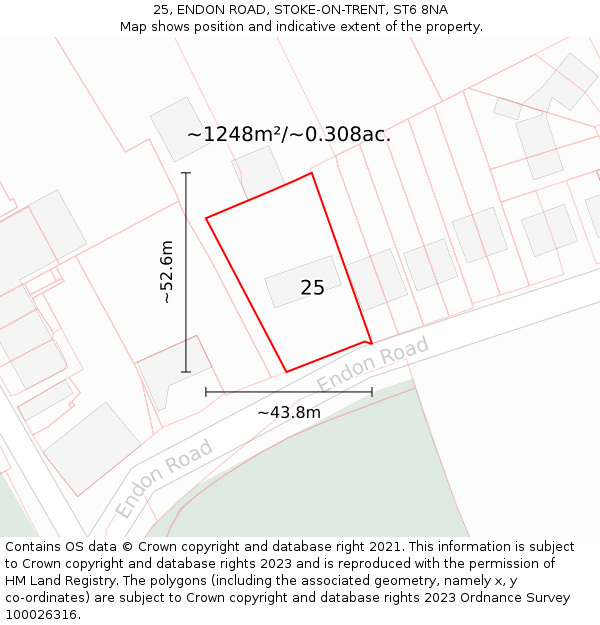 25, ENDON ROAD, STOKE-ON-TRENT, ST6 8NA: Plot and title map