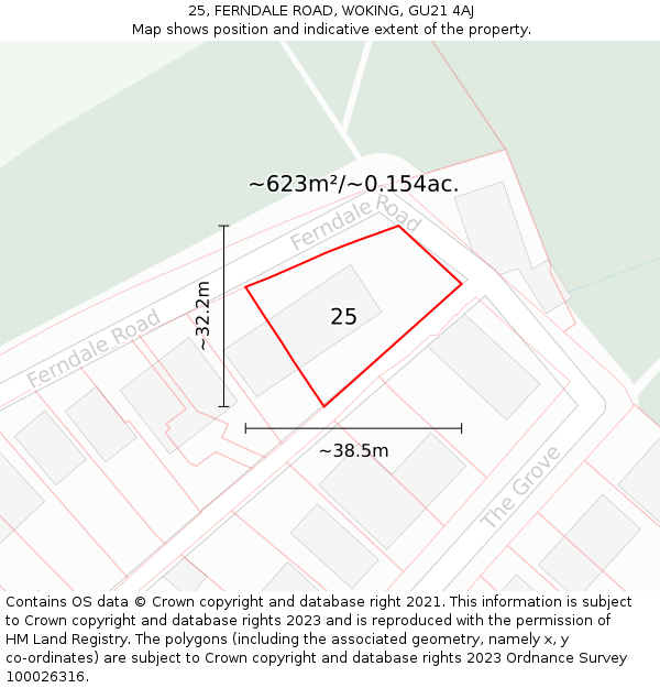 25, FERNDALE ROAD, WOKING, GU21 4AJ: Plot and title map