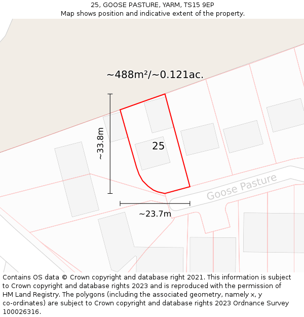 25, GOOSE PASTURE, YARM, TS15 9EP: Plot and title map