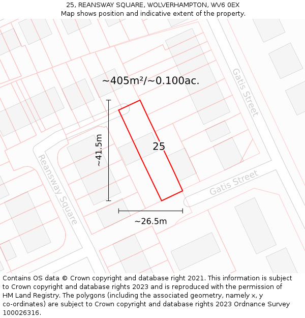 25, REANSWAY SQUARE, WOLVERHAMPTON, WV6 0EX: Plot and title map