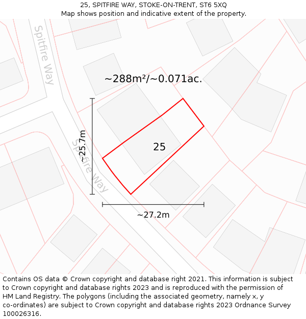 25, SPITFIRE WAY, STOKE-ON-TRENT, ST6 5XQ: Plot and title map