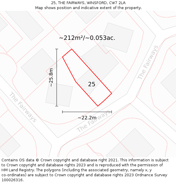 25, THE FAIRWAYS, WINSFORD, CW7 2LA: Plot and title map