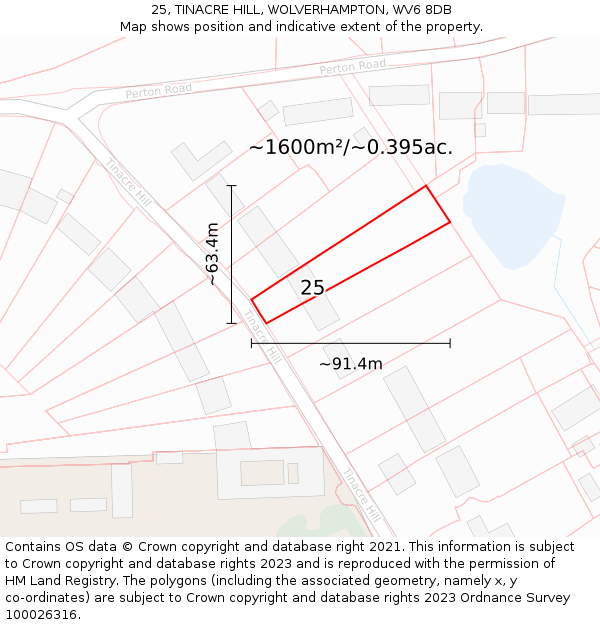 25, TINACRE HILL, WOLVERHAMPTON, WV6 8DB: Plot and title map