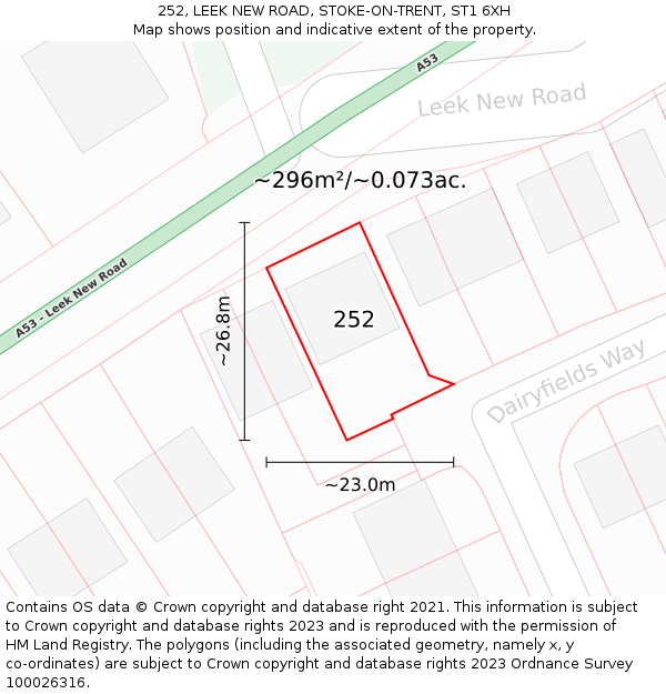 252, LEEK NEW ROAD, STOKE-ON-TRENT, ST1 6XH: Plot and title map