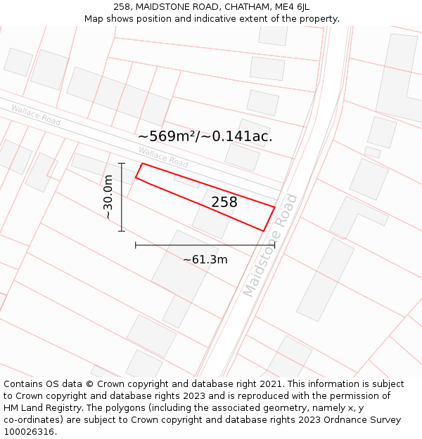 258, MAIDSTONE ROAD, CHATHAM, ME4 6JL: Plot and title map