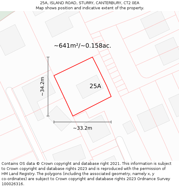 25A, ISLAND ROAD, STURRY, CANTERBURY, CT2 0EA: Plot and title map