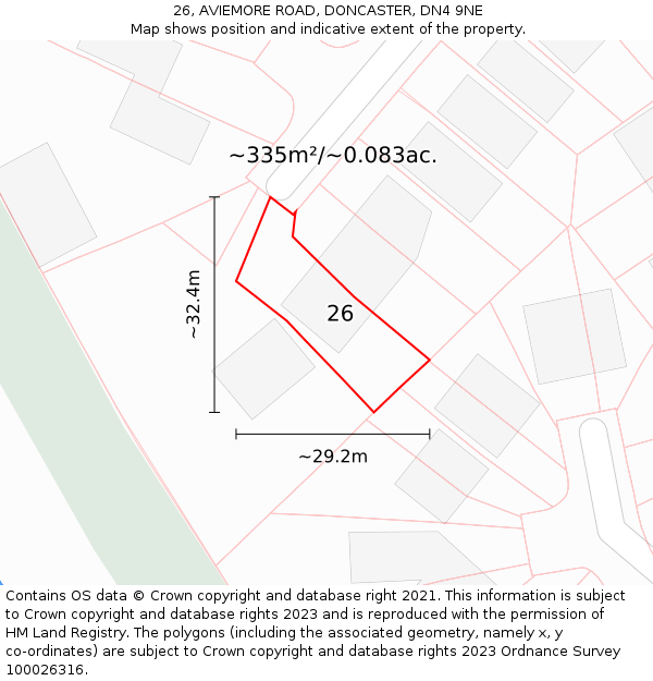 26, AVIEMORE ROAD, DONCASTER, DN4 9NE: Plot and title map