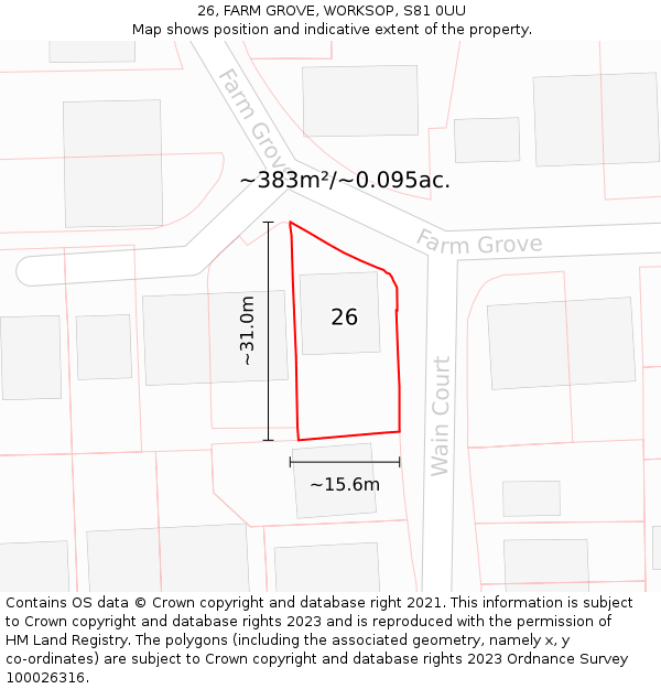 26, FARM GROVE, WORKSOP, S81 0UU: Plot and title map