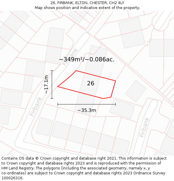 26, FIRBANK, ELTON, CHESTER, CH2 4LY: Plot and title map