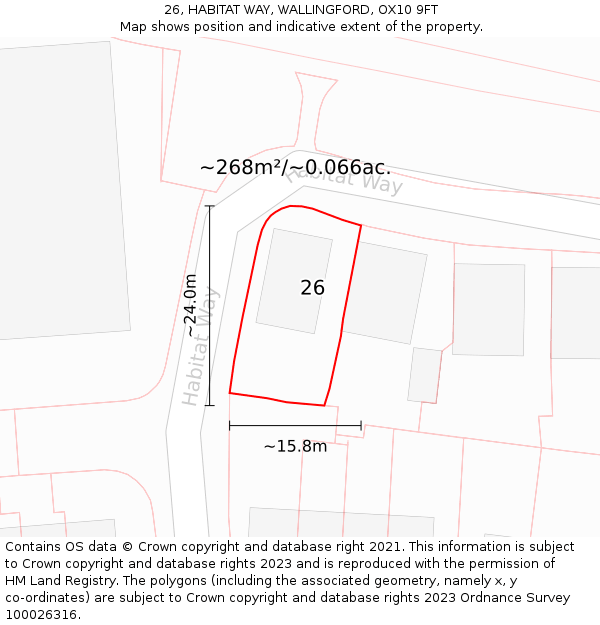 26, HABITAT WAY, WALLINGFORD, OX10 9FT: Plot and title map