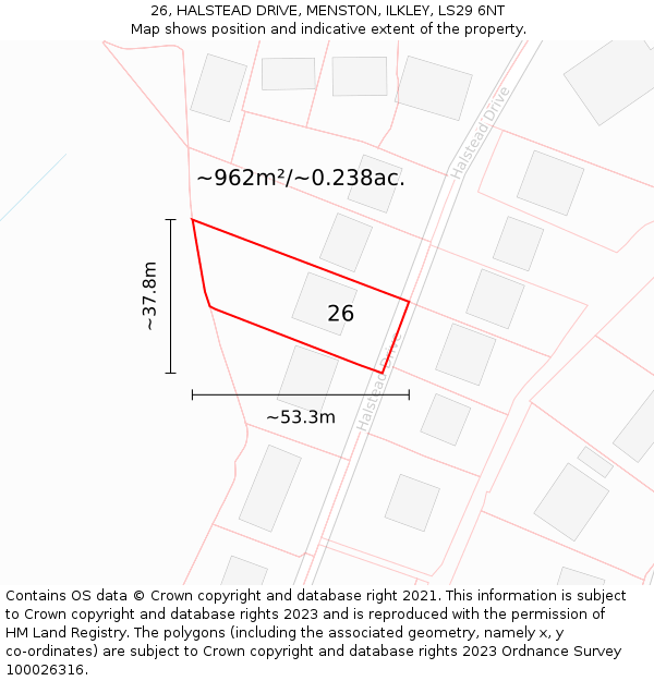 26, HALSTEAD DRIVE, MENSTON, ILKLEY, LS29 6NT: Plot and title map