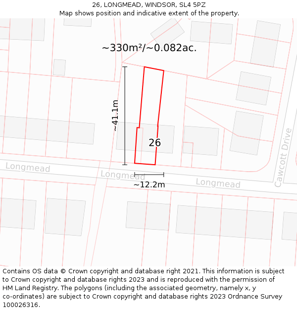 26, LONGMEAD, WINDSOR, SL4 5PZ: Plot and title map