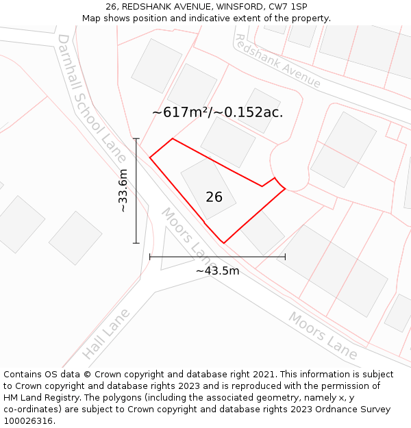 26, REDSHANK AVENUE, WINSFORD, CW7 1SP: Plot and title map