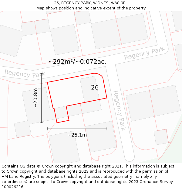 26, REGENCY PARK, WIDNES, WA8 9PH: Plot and title map