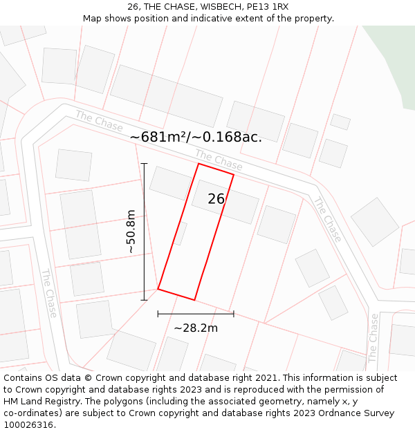 26, THE CHASE, WISBECH, PE13 1RX: Plot and title map