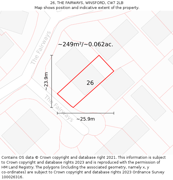 26, THE FAIRWAYS, WINSFORD, CW7 2LB: Plot and title map