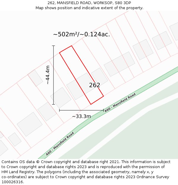 262, MANSFIELD ROAD, WORKSOP, S80 3DP: Plot and title map