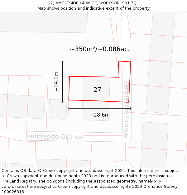 27, AMBLESIDE GRANGE, WORKSOP, S81 7QH: Plot and title map
