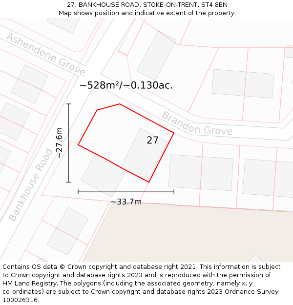 27, BANKHOUSE ROAD, STOKE-ON-TRENT, ST4 8EN: Plot and title map