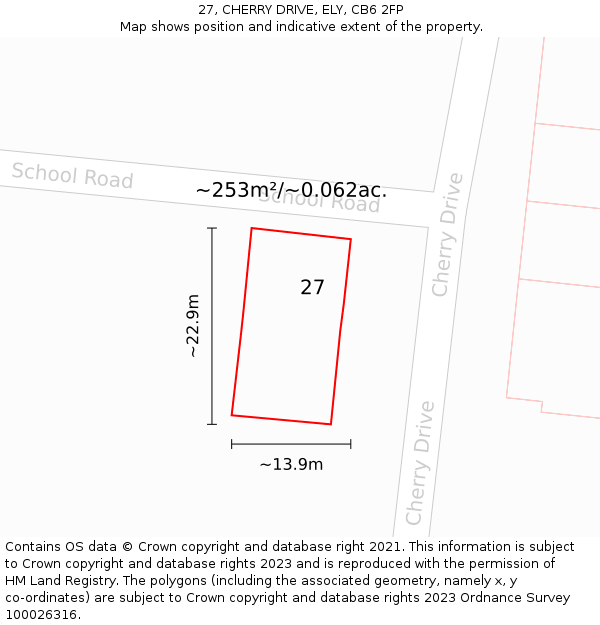 27, CHERRY DRIVE, ELY, CB6 2FP: Plot and title map