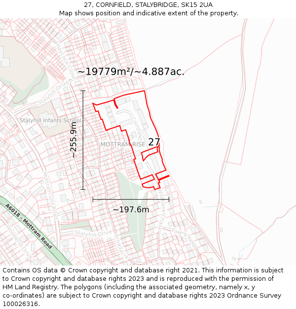 27, CORNFIELD, STALYBRIDGE, SK15 2UA: Plot and title map