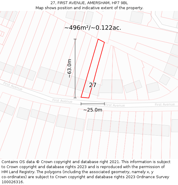 27, FIRST AVENUE, AMERSHAM, HP7 9BL: Plot and title map