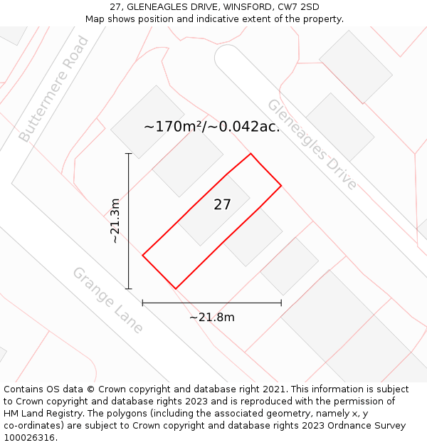 27, GLENEAGLES DRIVE, WINSFORD, CW7 2SD: Plot and title map